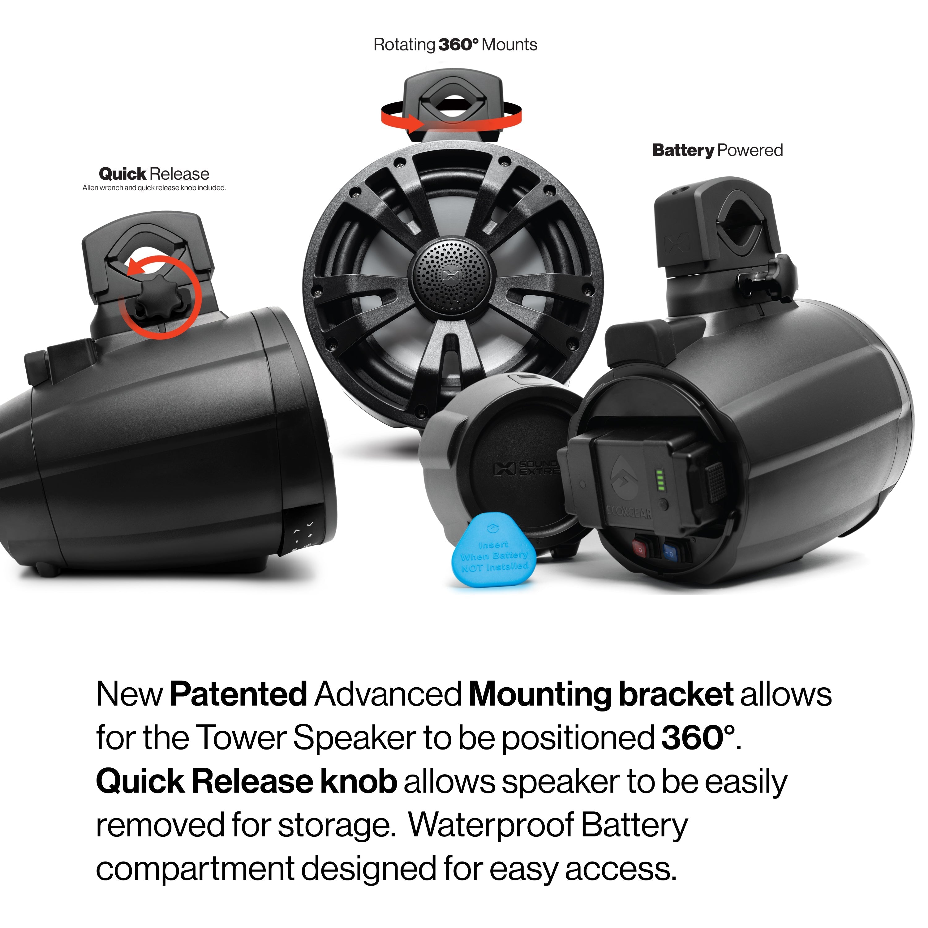 ExtremeTower Speakers TB8 -1 Battery Powered Bluetooth Amplified + 1 Passive Tower Speaker - SoundExtreme