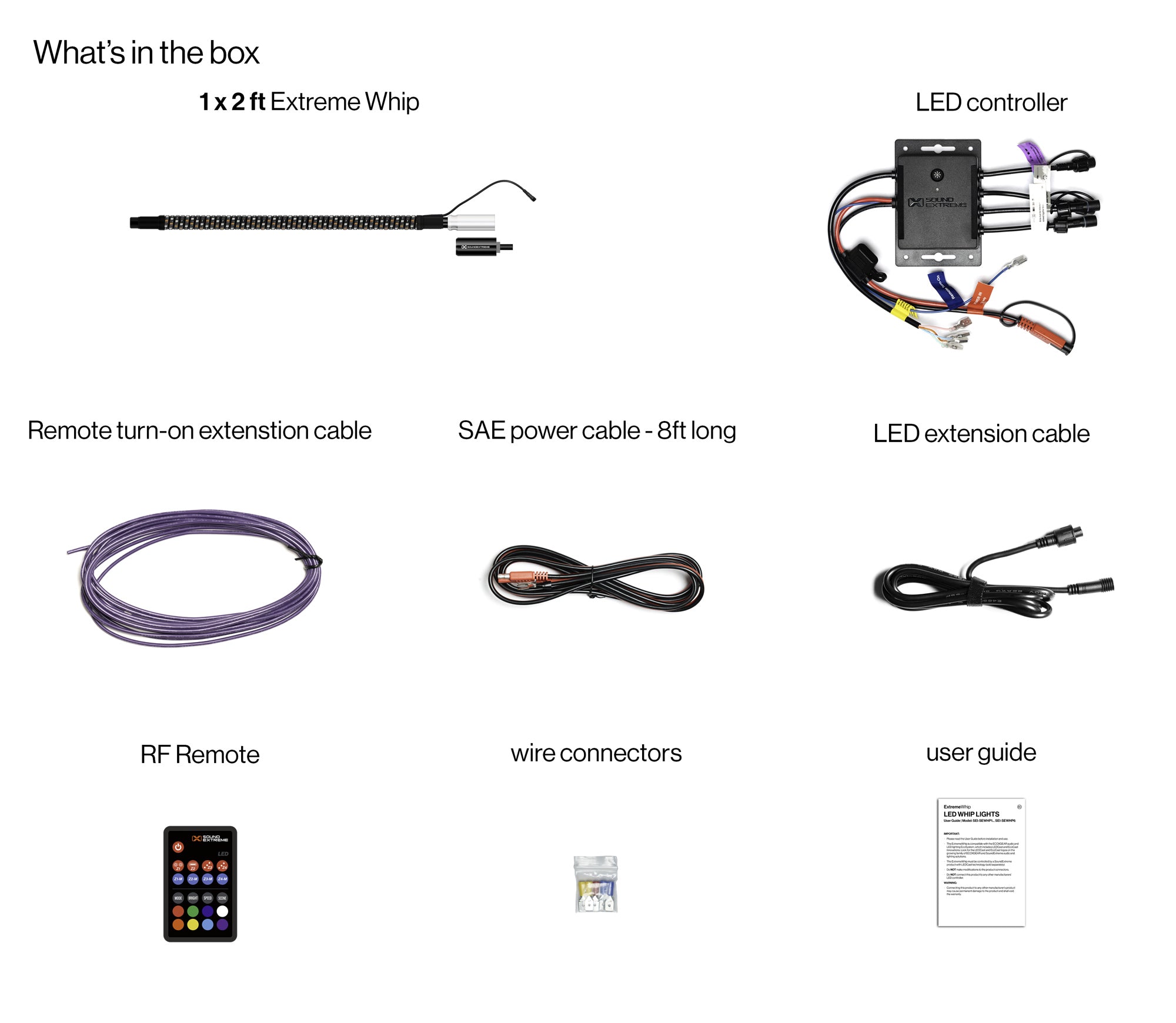Extreme Whip Kit  Qty 1 x 2Ft plus LEDCast Controller - SoundExtreme