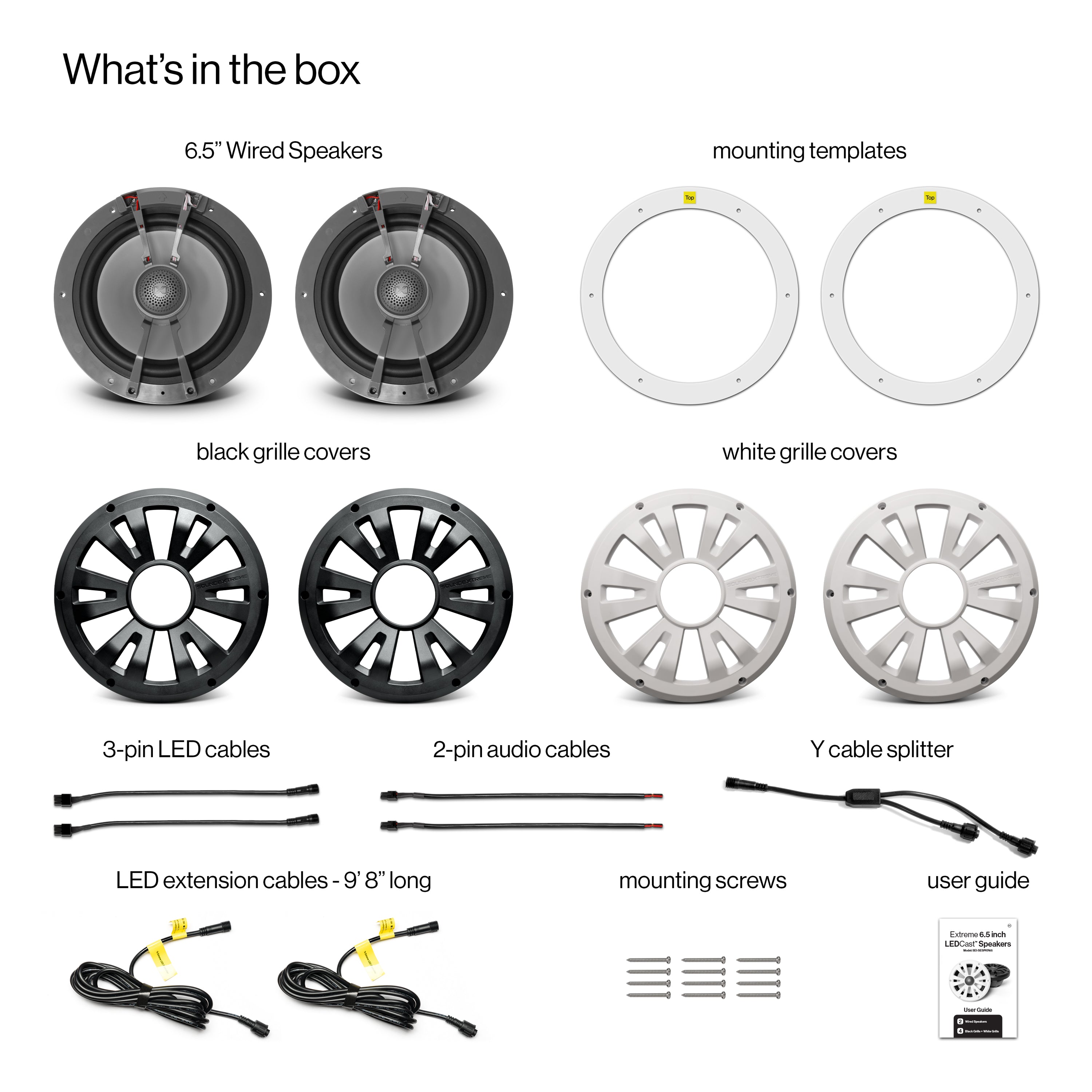 Marine Grade Wired Speaker 6.5" Pair with LEDCast