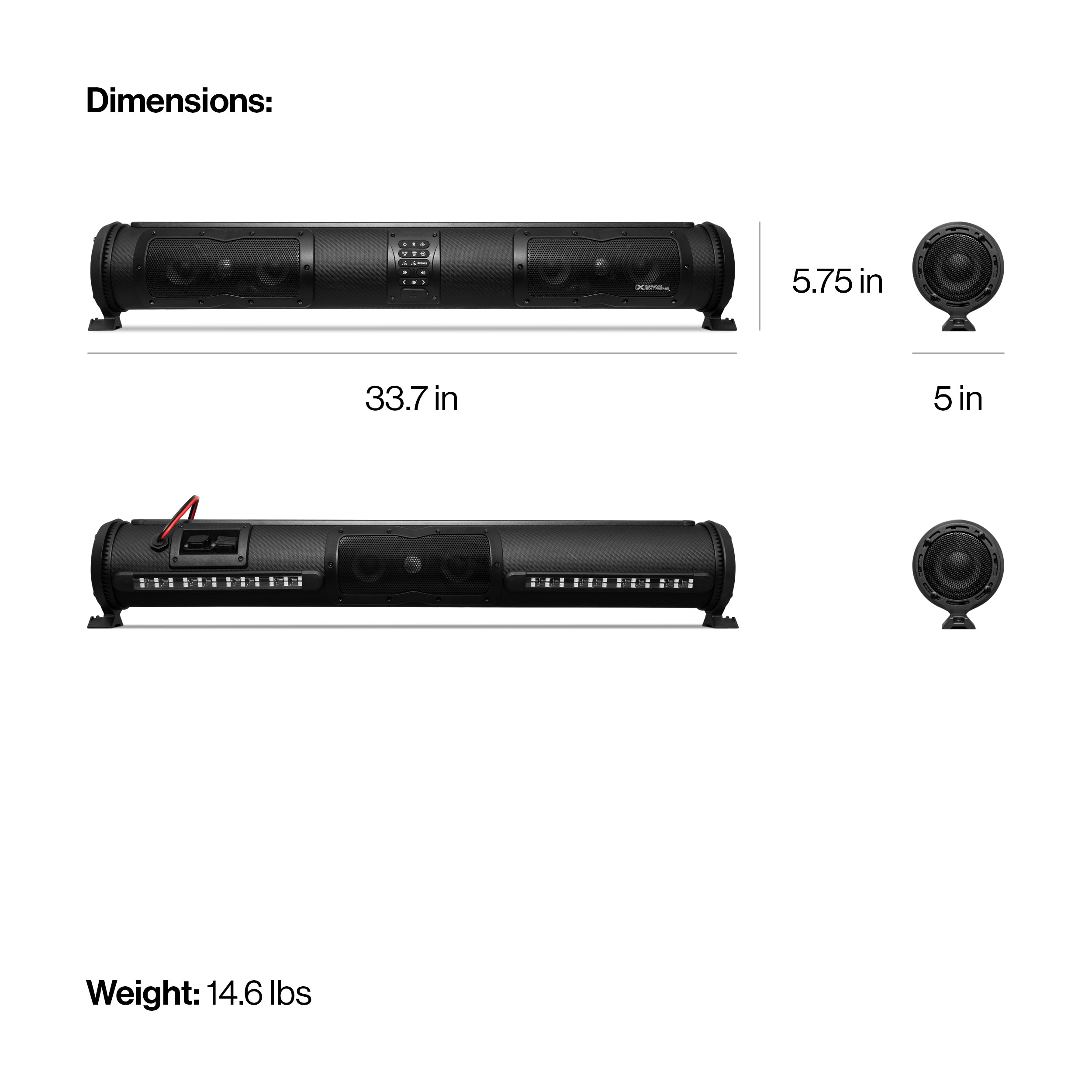 SEDS33 Soundbar SoundExtreme by ECOXGEAR Dimensions